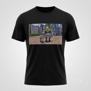 DreamWorks Shrek and Donkey Graphic Black T-Shirt Men's Size Large
